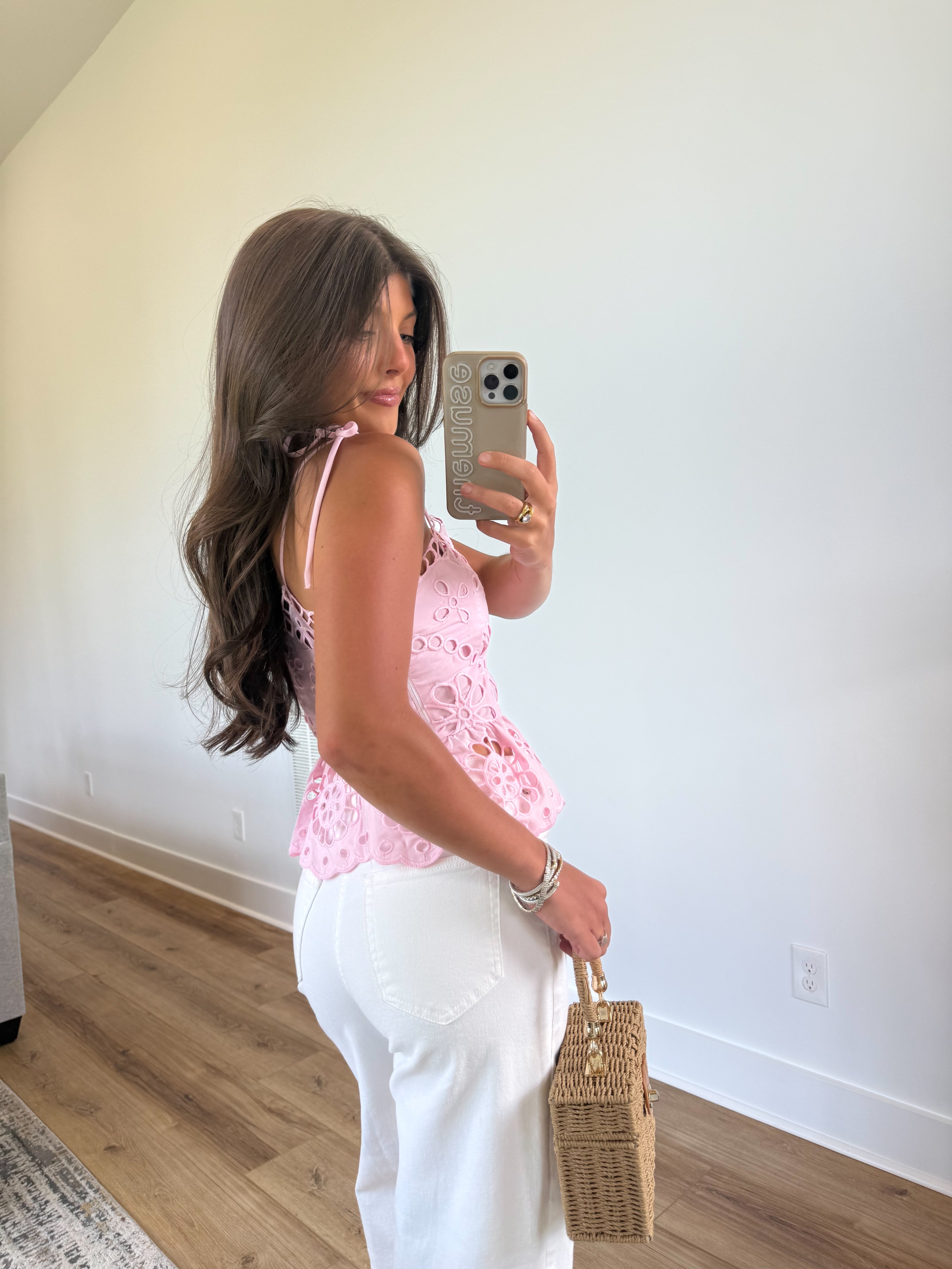 The Heirloom Eyelet Top (Baby Pink)