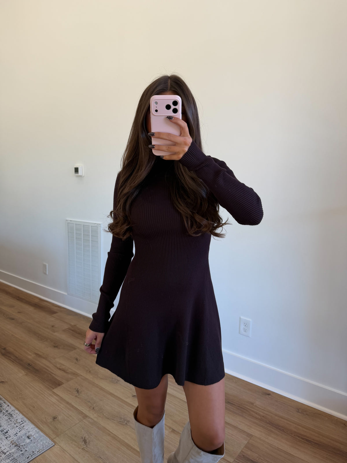 Margot Knit Mini Dress (Chocolate)