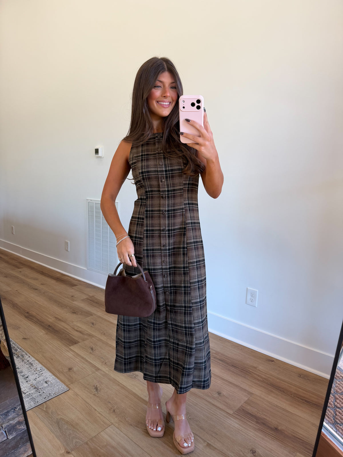 Pecan Pie Plaid Mini Dress