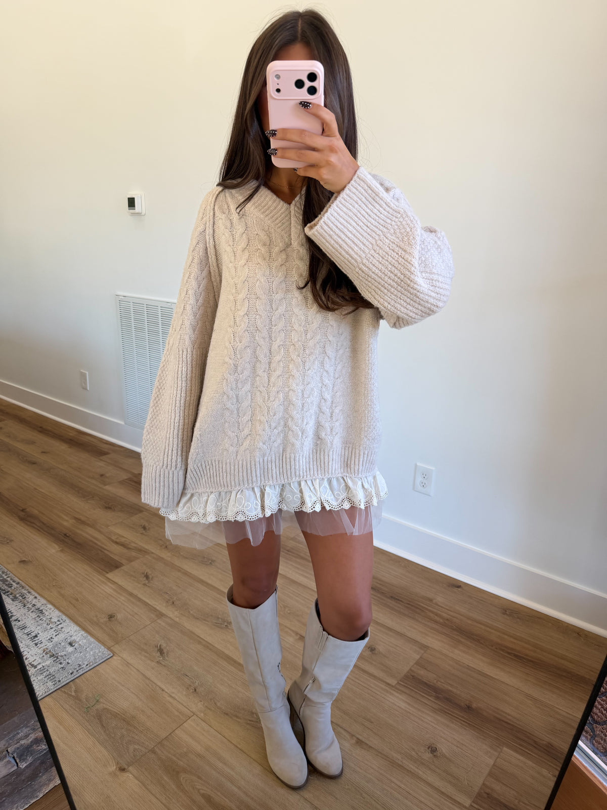 Sweet Lace Hem Sweater