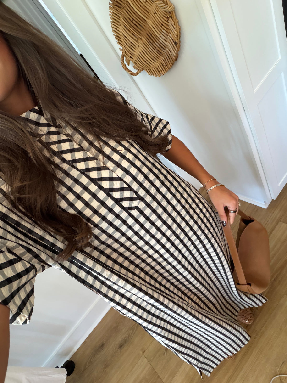 Southern Charm Gingham Midi Dress (Black)