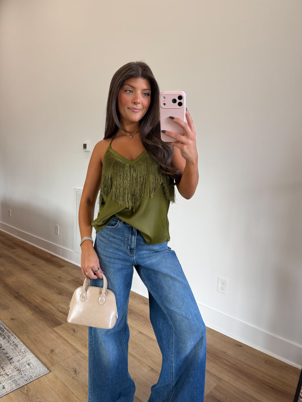 Olive Fringe Tank