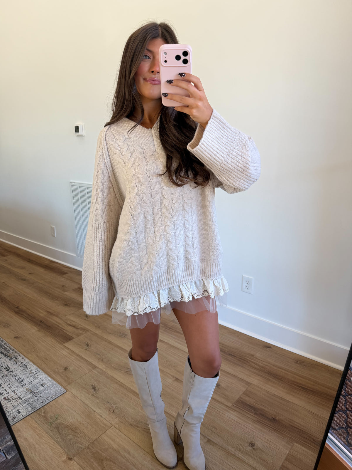 Sweet Lace Hem Sweater