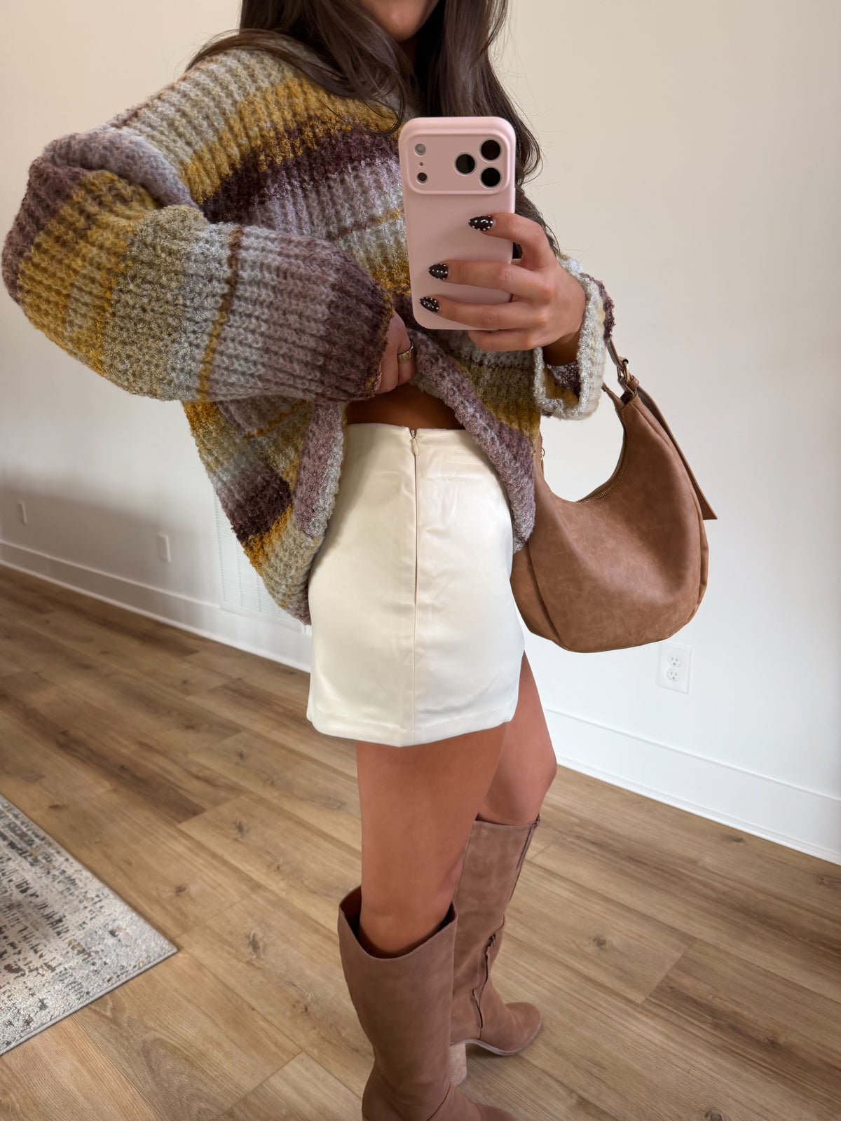 Champagne Satin Mini Skirt