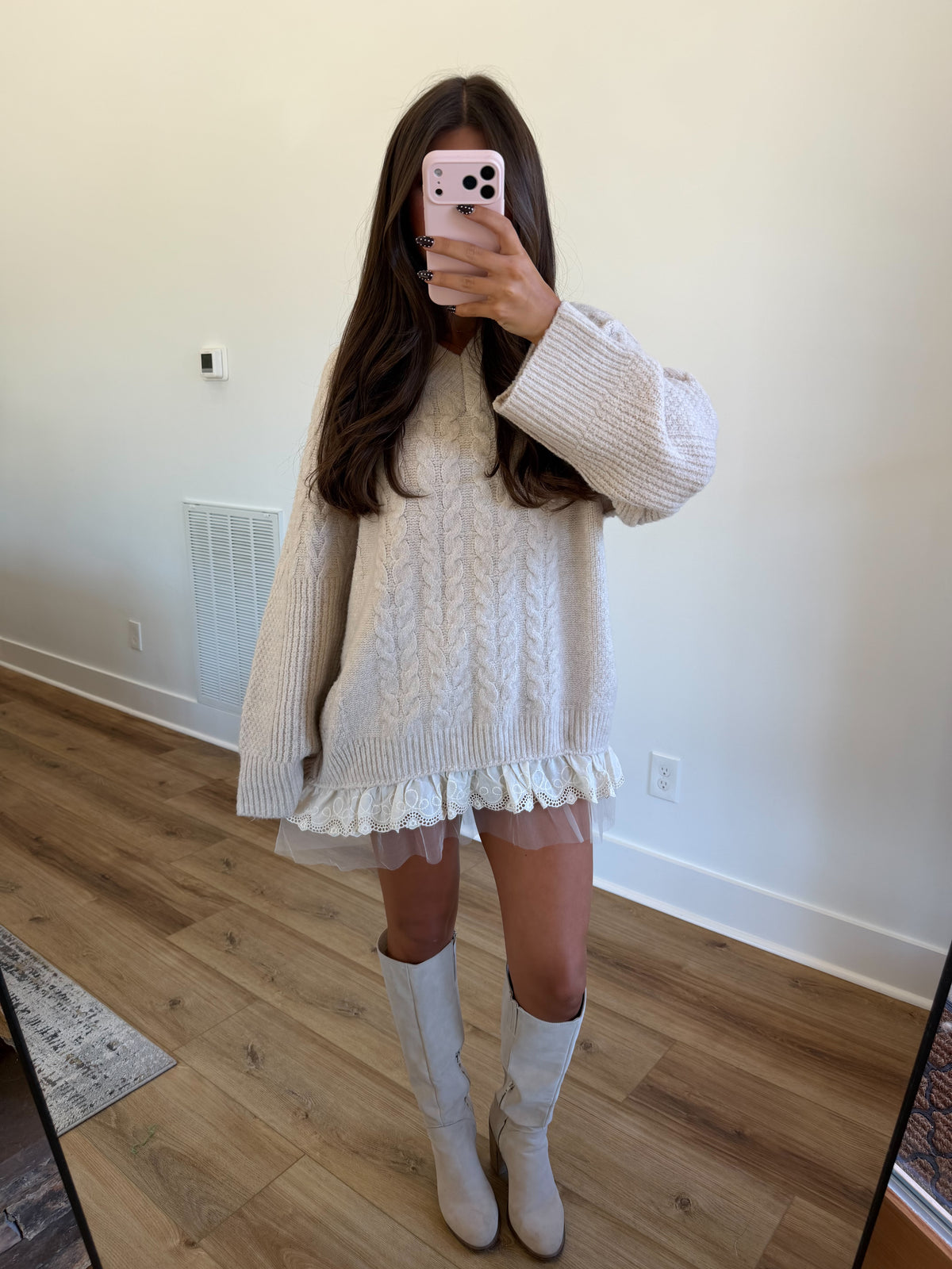 Sweet Lace Hem Sweater
