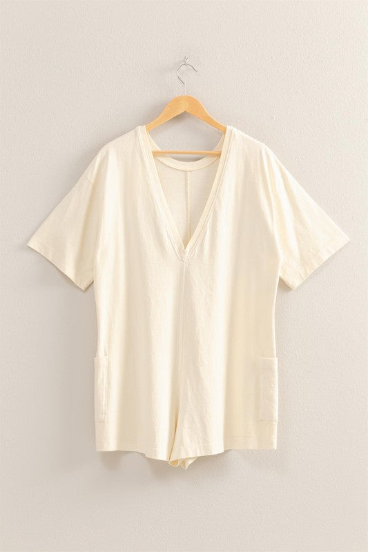 Oversized Tee Romper (Ivory)