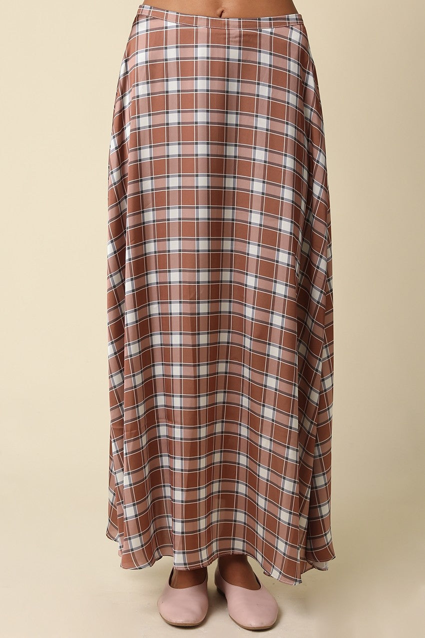 Macchiato Plaid Maxi Skirt