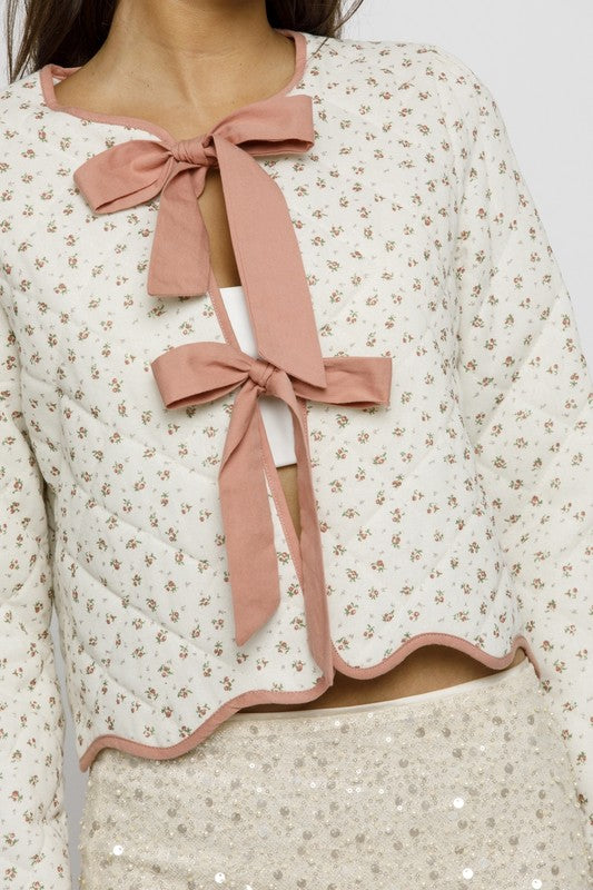 Floral Quilted Bow Jacket