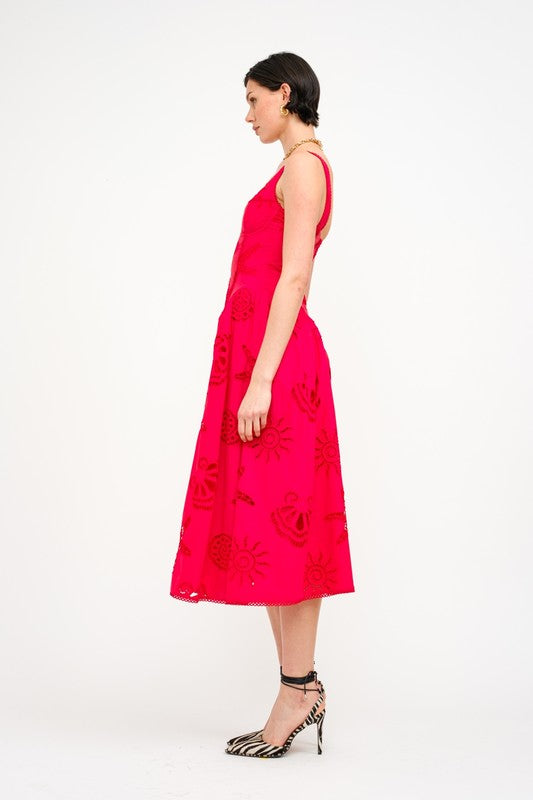 Red Island Midi Dress