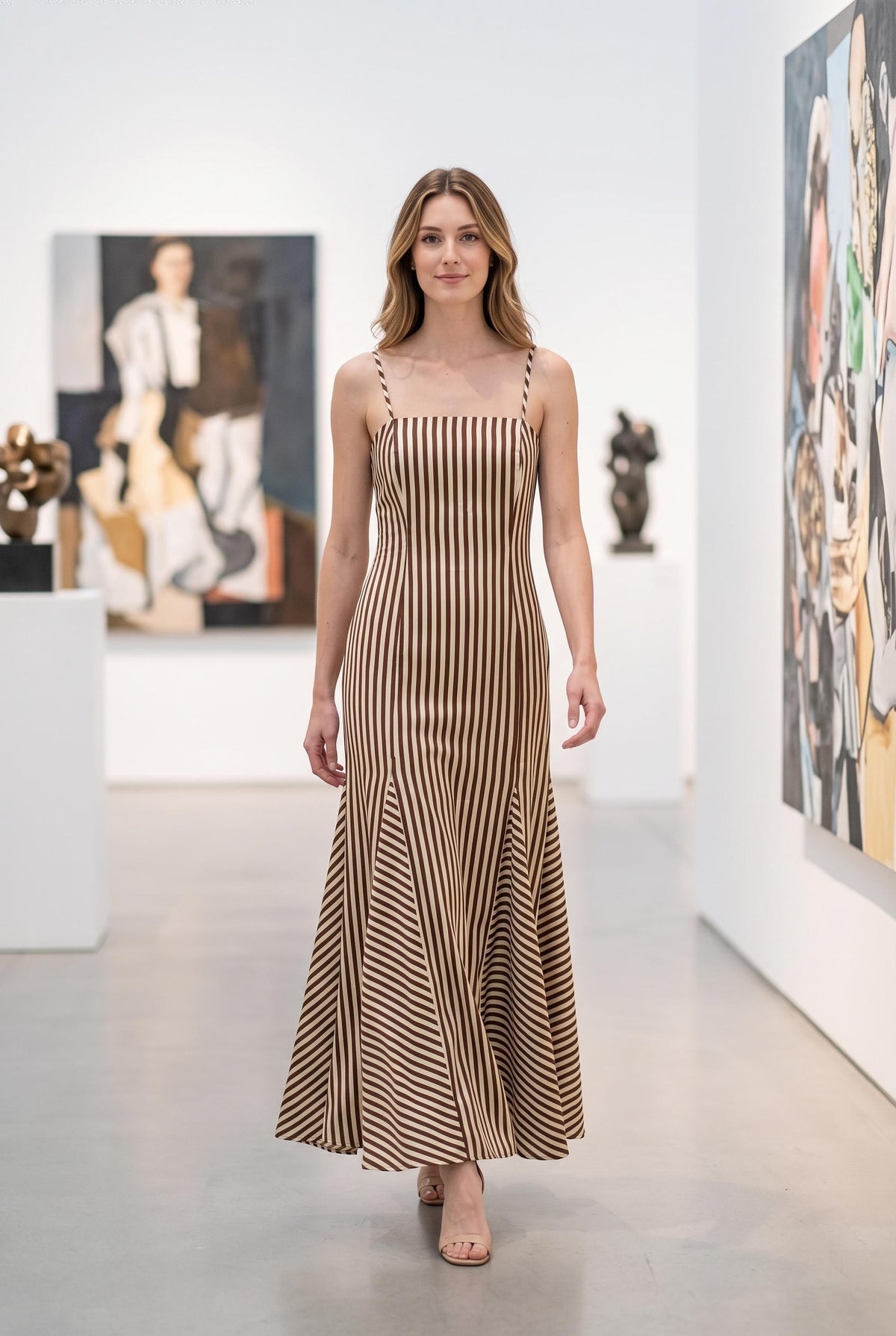 Satin Stripe Maxi Dress