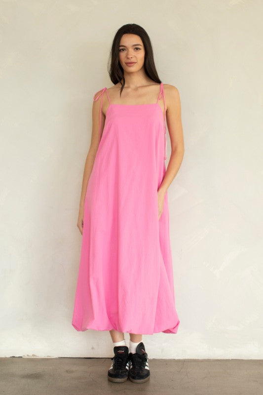 Bubble Hem Midi Dress (Bubblegum)