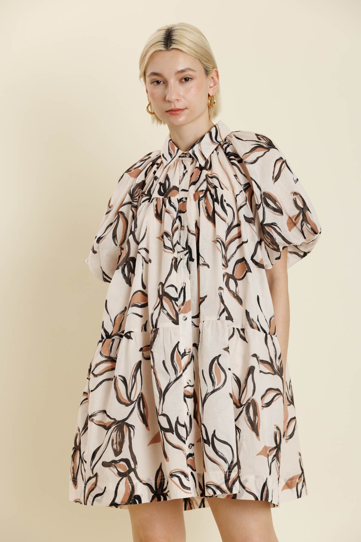 Cinnamon Leafs Mini Dress