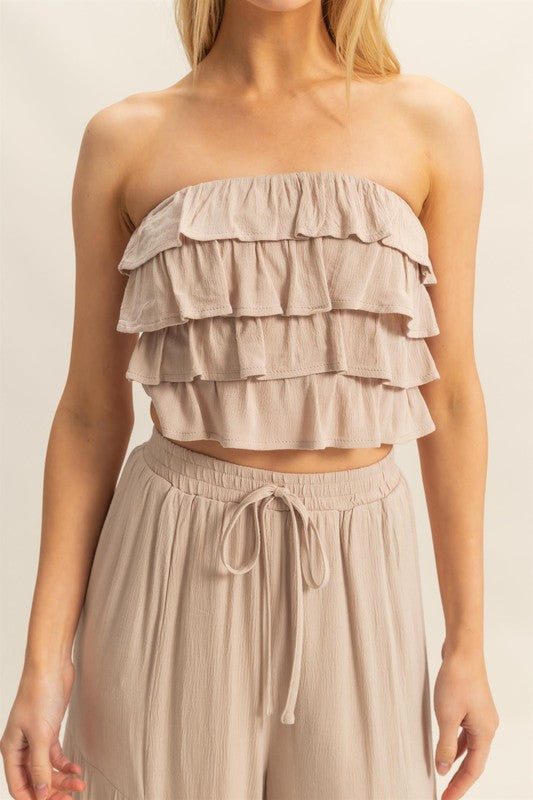 Sand Ruffle Pants Set