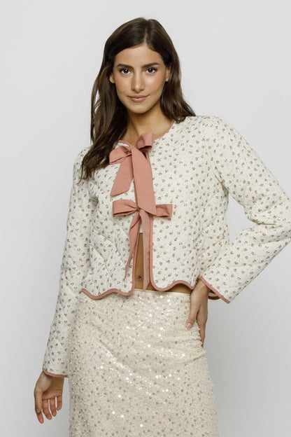 Floral Quilted Bow Jacket