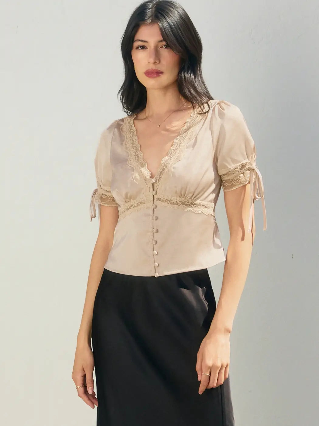 Champagne Satin Top