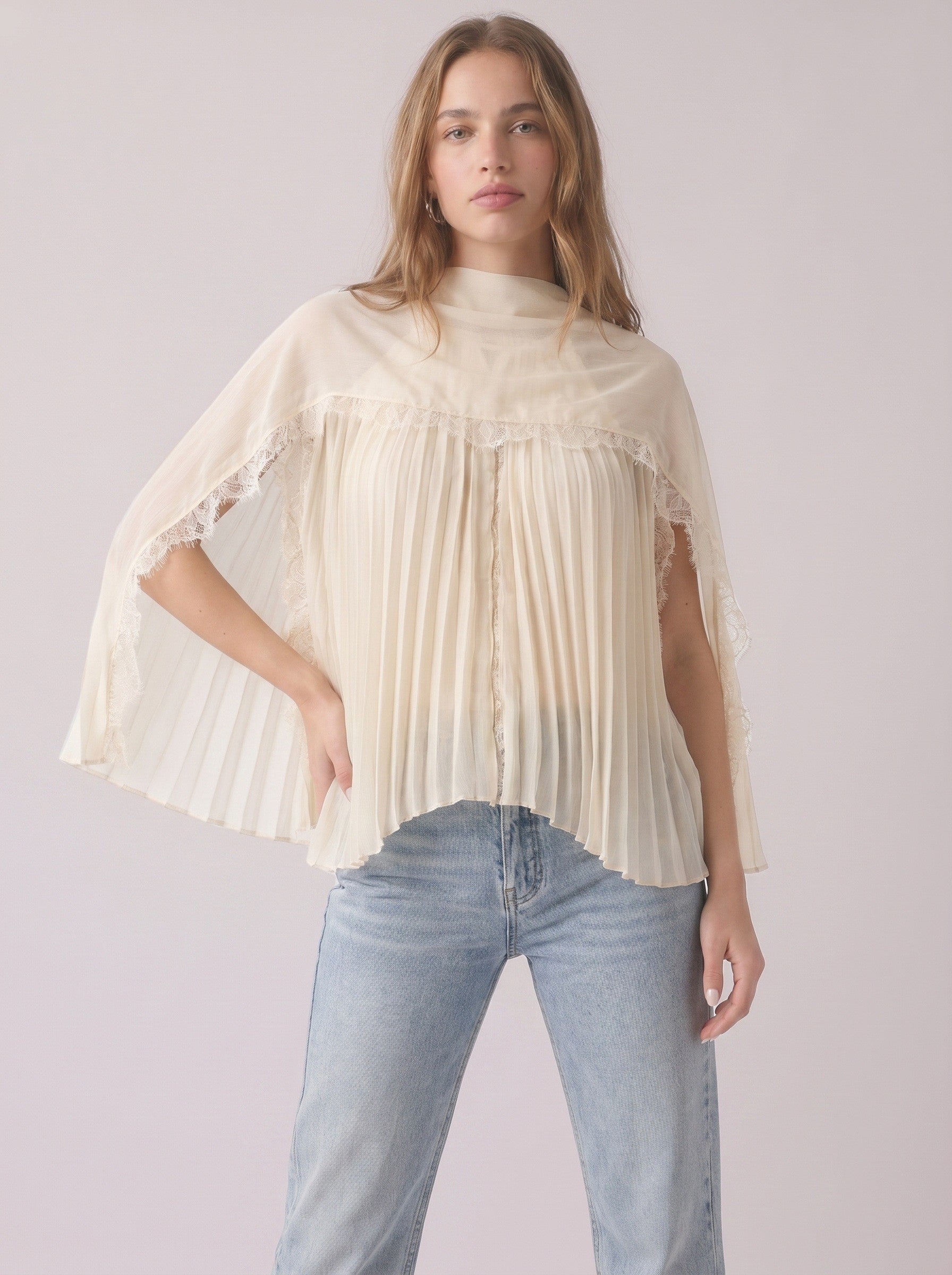 Ivory Pleat Blouse