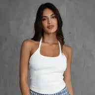 White Halter Neck Skort Set