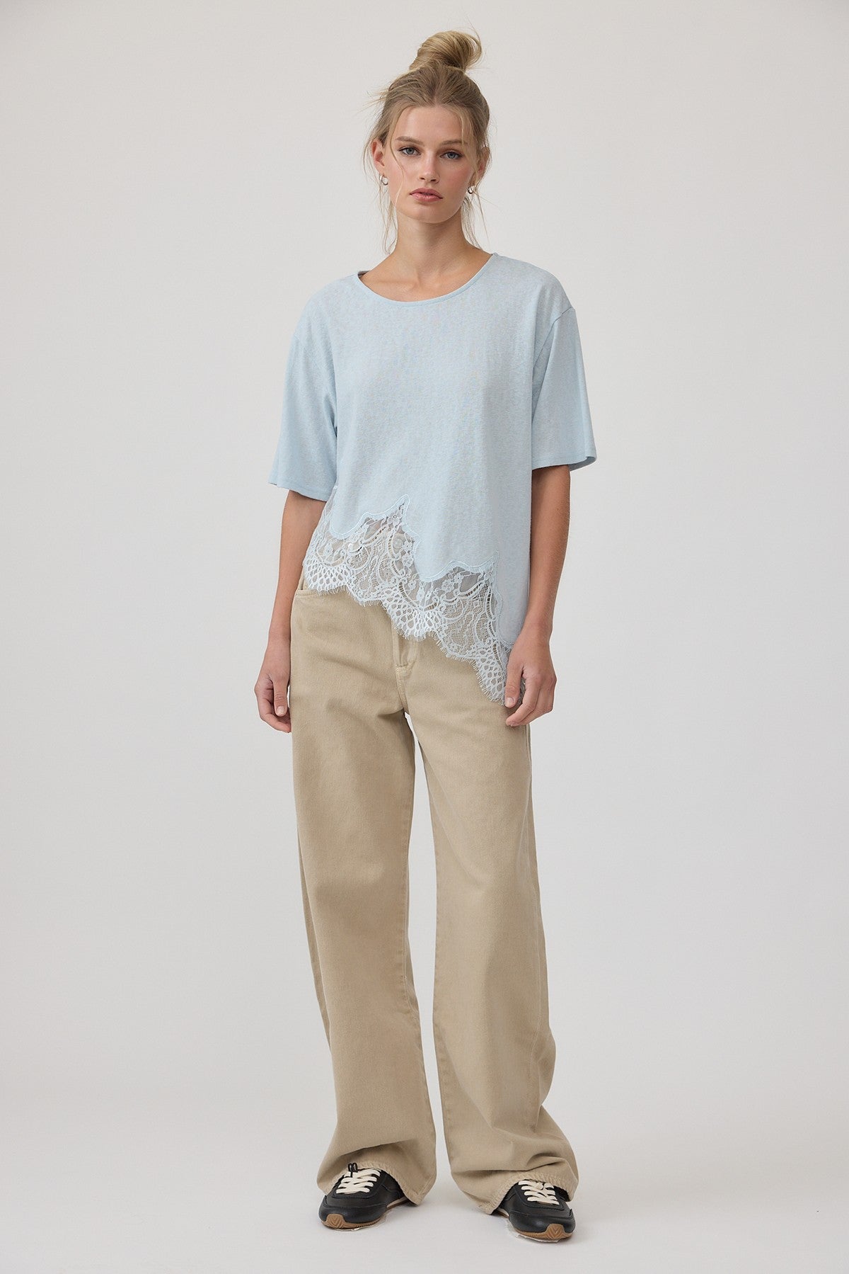 Margot Lace Tee (Powder Blue)