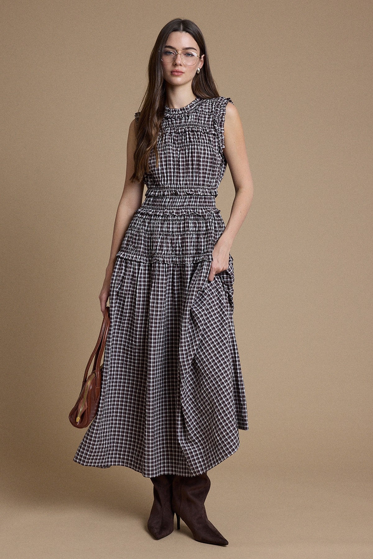 Brown Sugar Plaid Maxi Dress