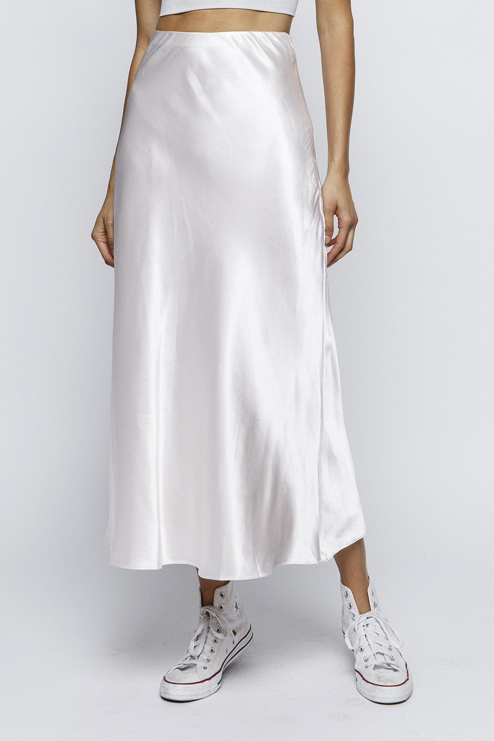 Blush Pink Satin Skirt