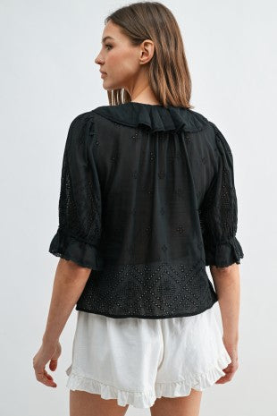 Eloise Eyelet Top (Black)