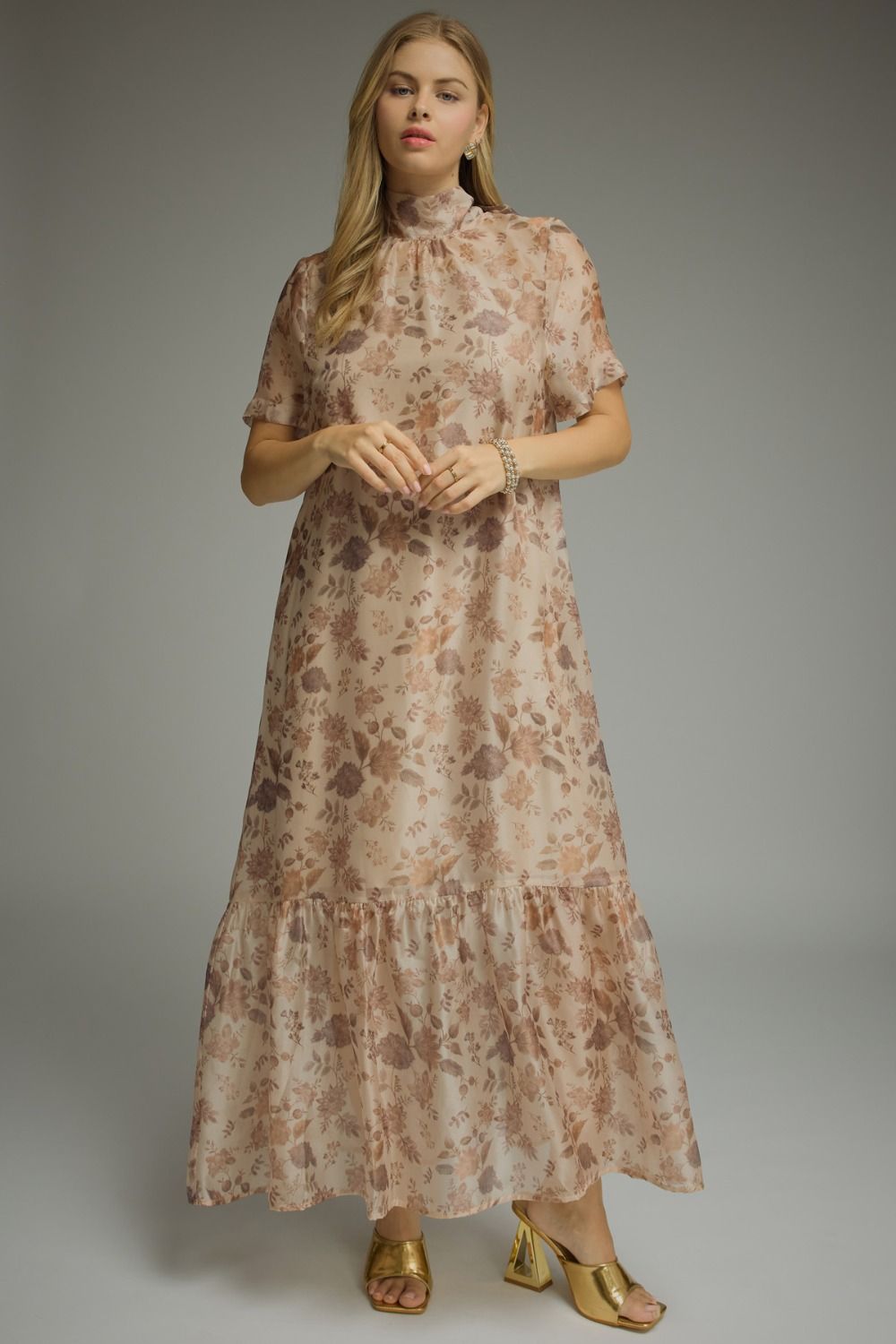 Floral Archive Dress (Taupe) (PRE-ORDER (1-2 weeks)/ Restock)