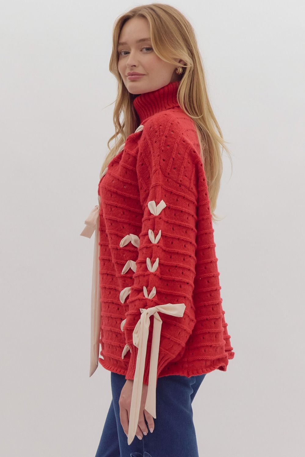 Red Festive Turtle Neck Sweater