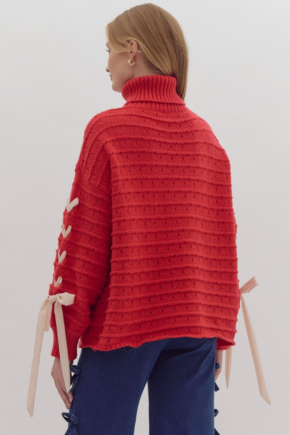 Red Festive Turtle Neck Sweater