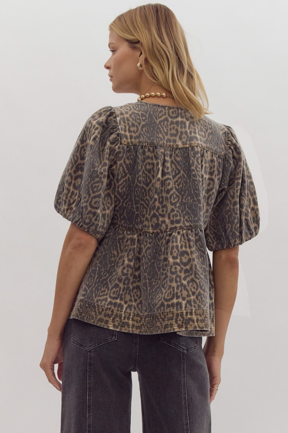 Cheetah Babydoll Blouse