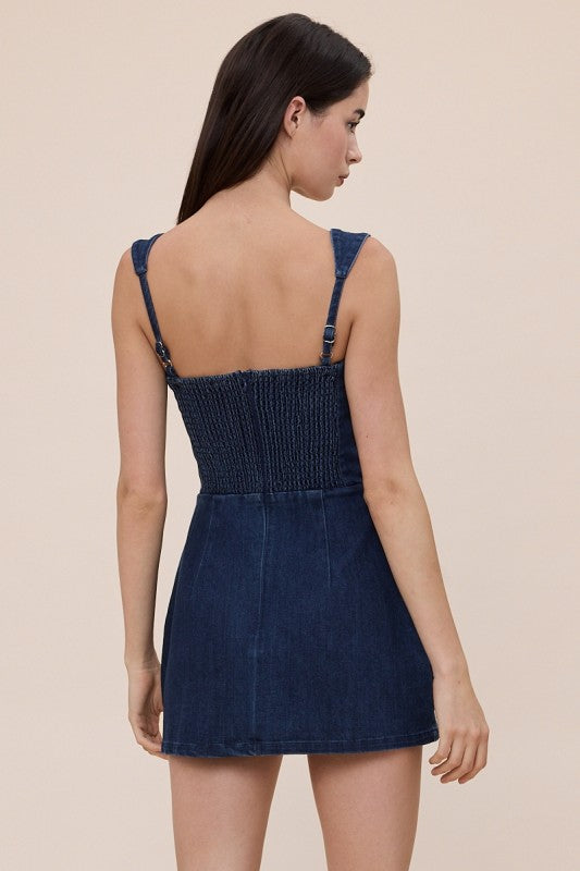 Denim Mini Dress (Dark Wash)