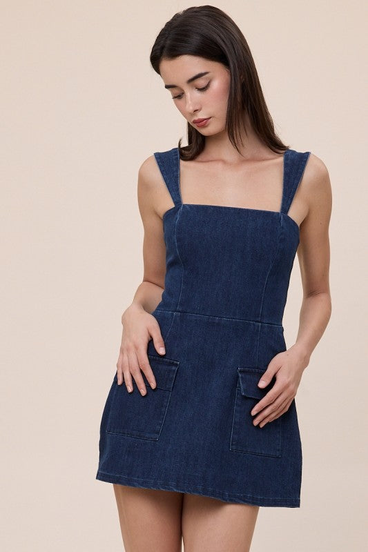 Denim Mini Dress (Dark Wash)
