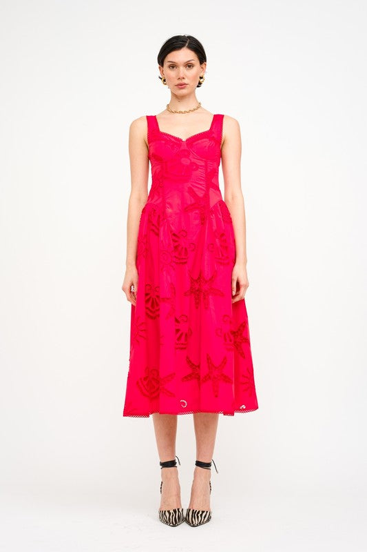 Red Island Midi Dress